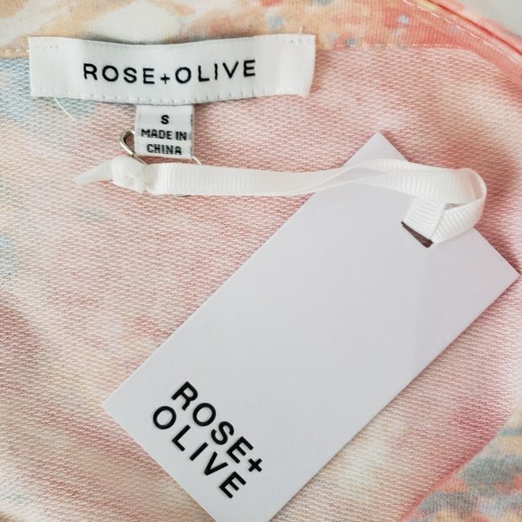 Rose + Olive LS Peach & Blue Top Swim Coverup Small - Picture 7 of 9